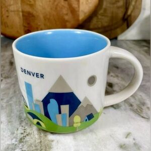 Starbucks DENVER "You Are Here" 2014 Coffee Tea Mug 14oz Cup Blue. EUC. Colorado